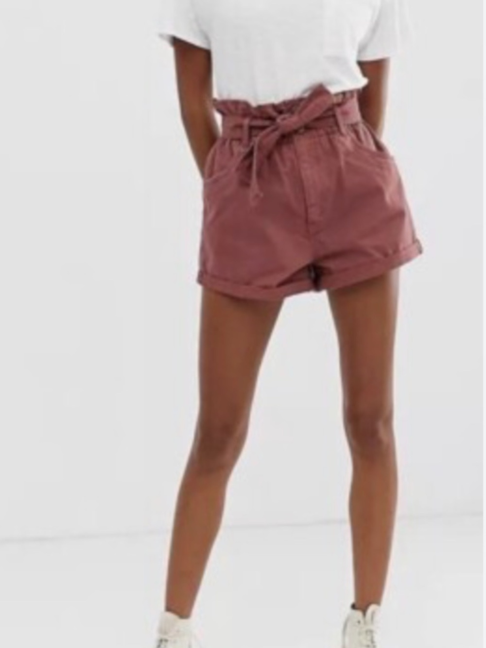 Abercrombie & Fitch High-rise Paperbag Shorts with Cuff Hem Size Medium